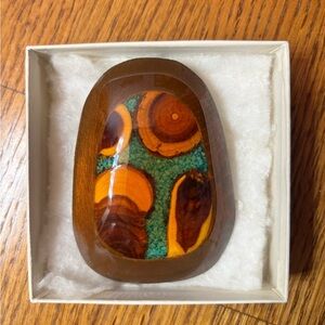 Birch Wood and Turquoise Belt Buckle